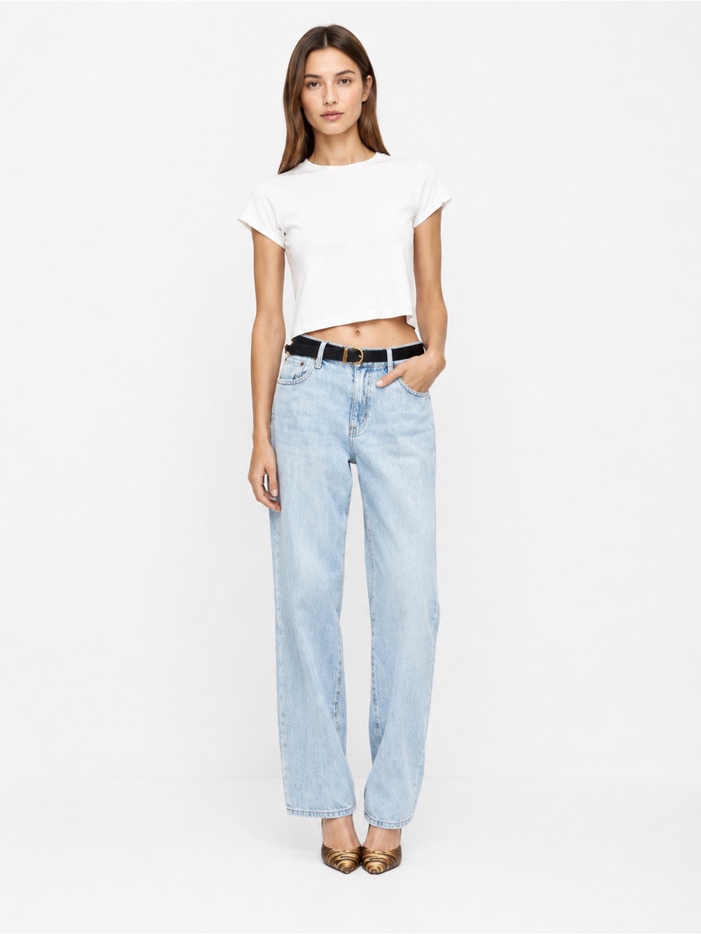 Pistola High Rise Straight Leg Jeans 26 Manhattan Wash Light Wash Denim